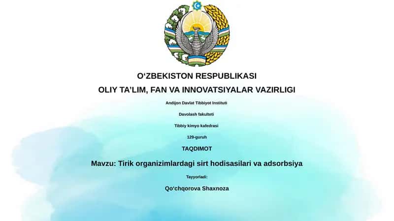 Sirt hodisalari va adsorbsiya 1