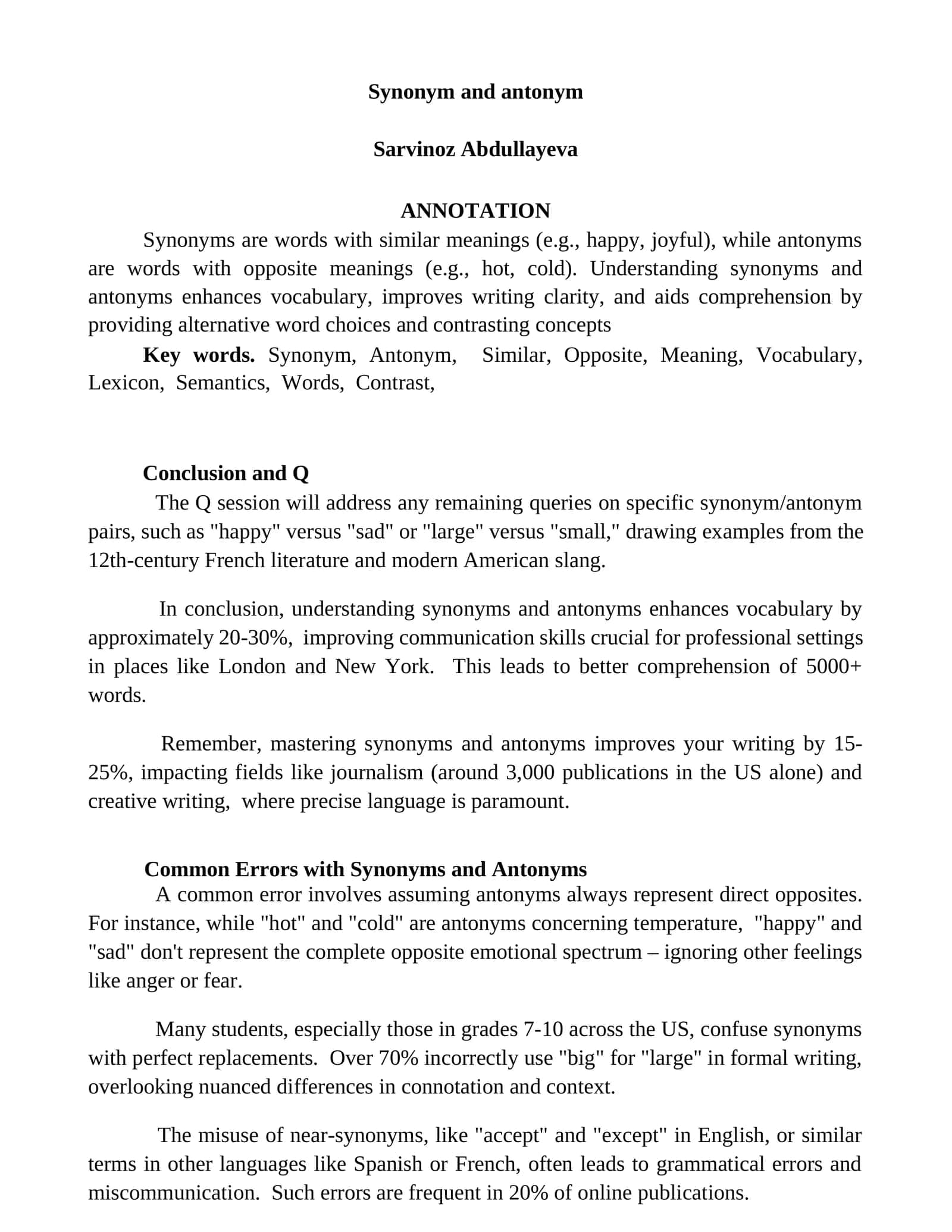 Synonym and antonym 1