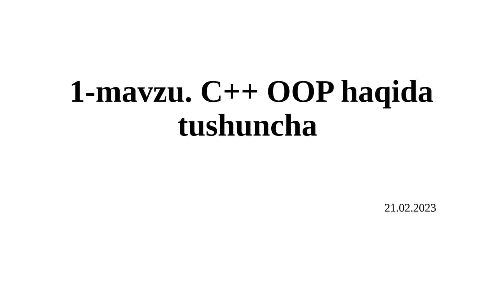 C++ OOP haqida tushuncha 1