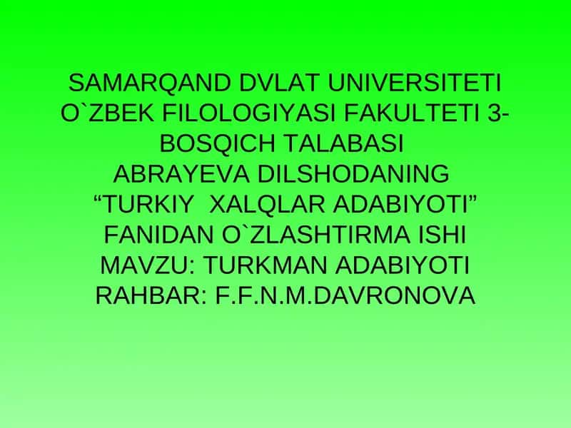Turkman adabiyoti 1