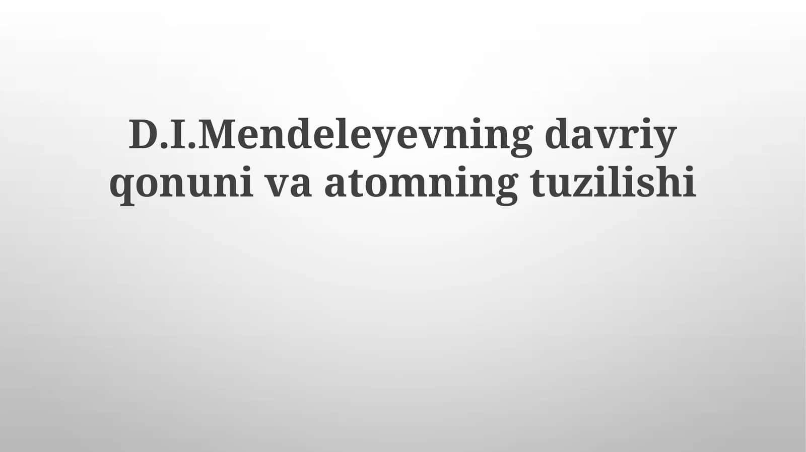 Atomning tuzilishi 1