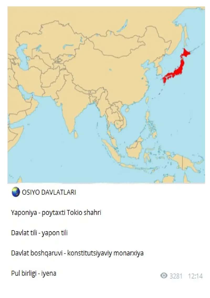 Osiyo davlatlari haqida ma'lumotlar 1