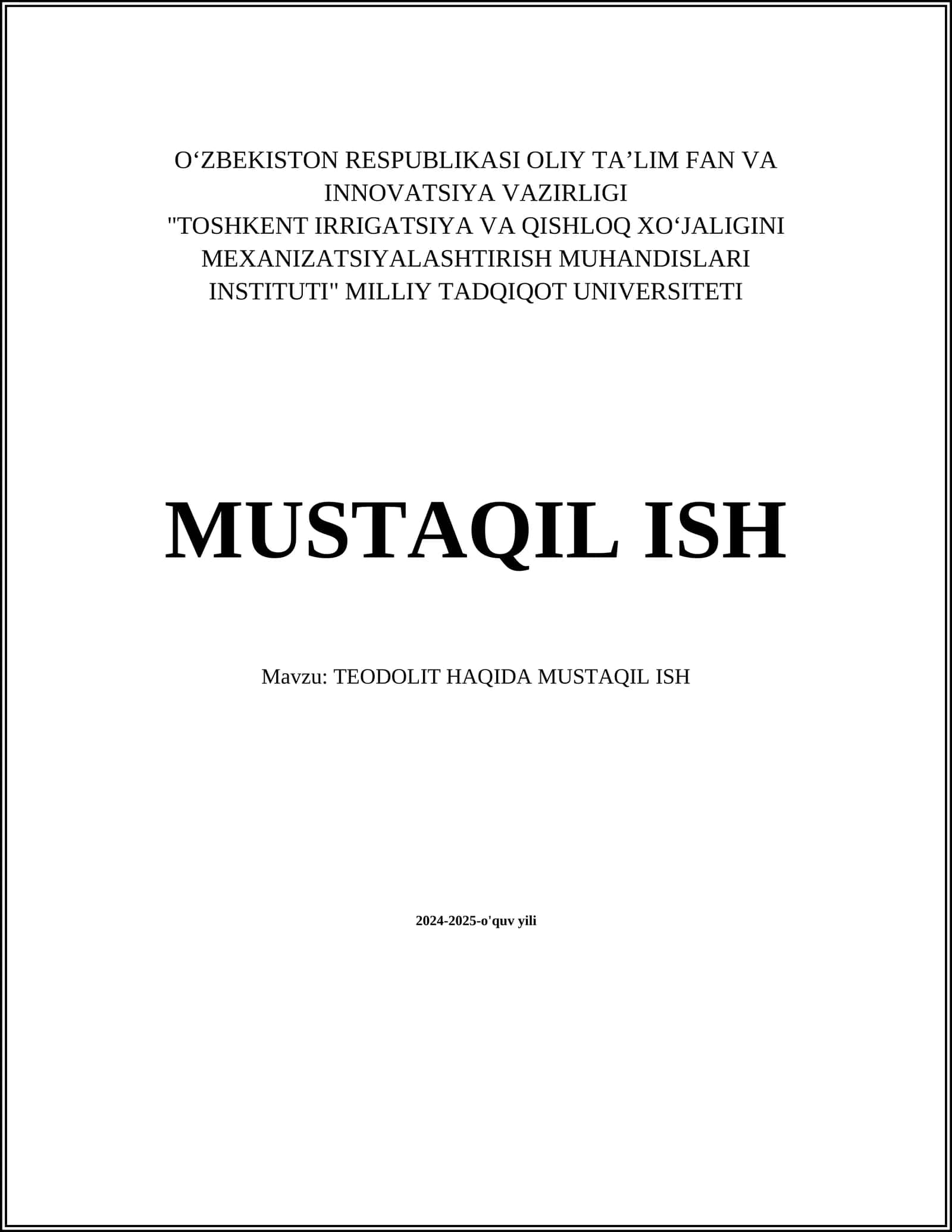 TEODOLIT HAQIDA MUSTAQIL ISH 1