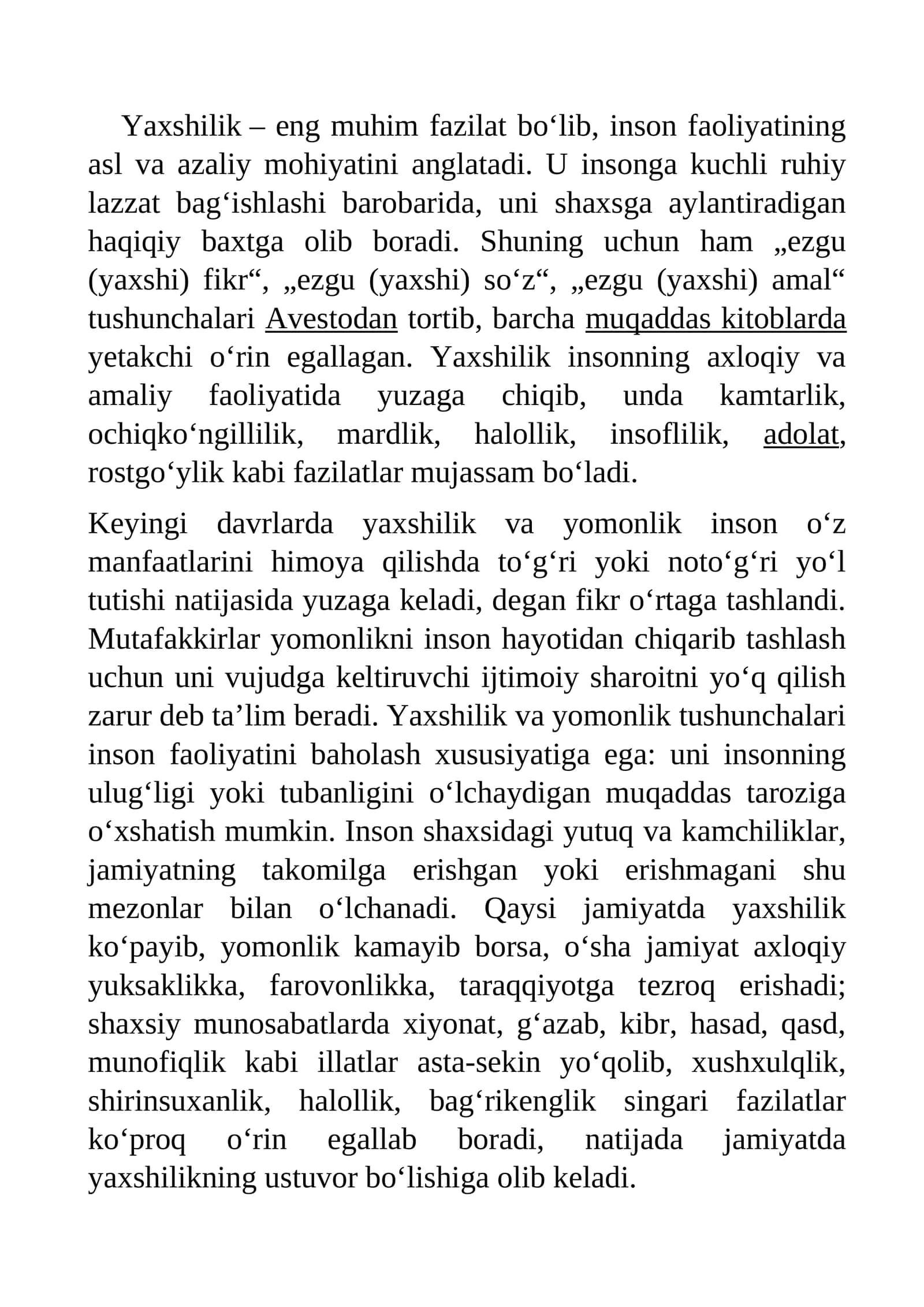 Yaxshilik va yomonlik 1