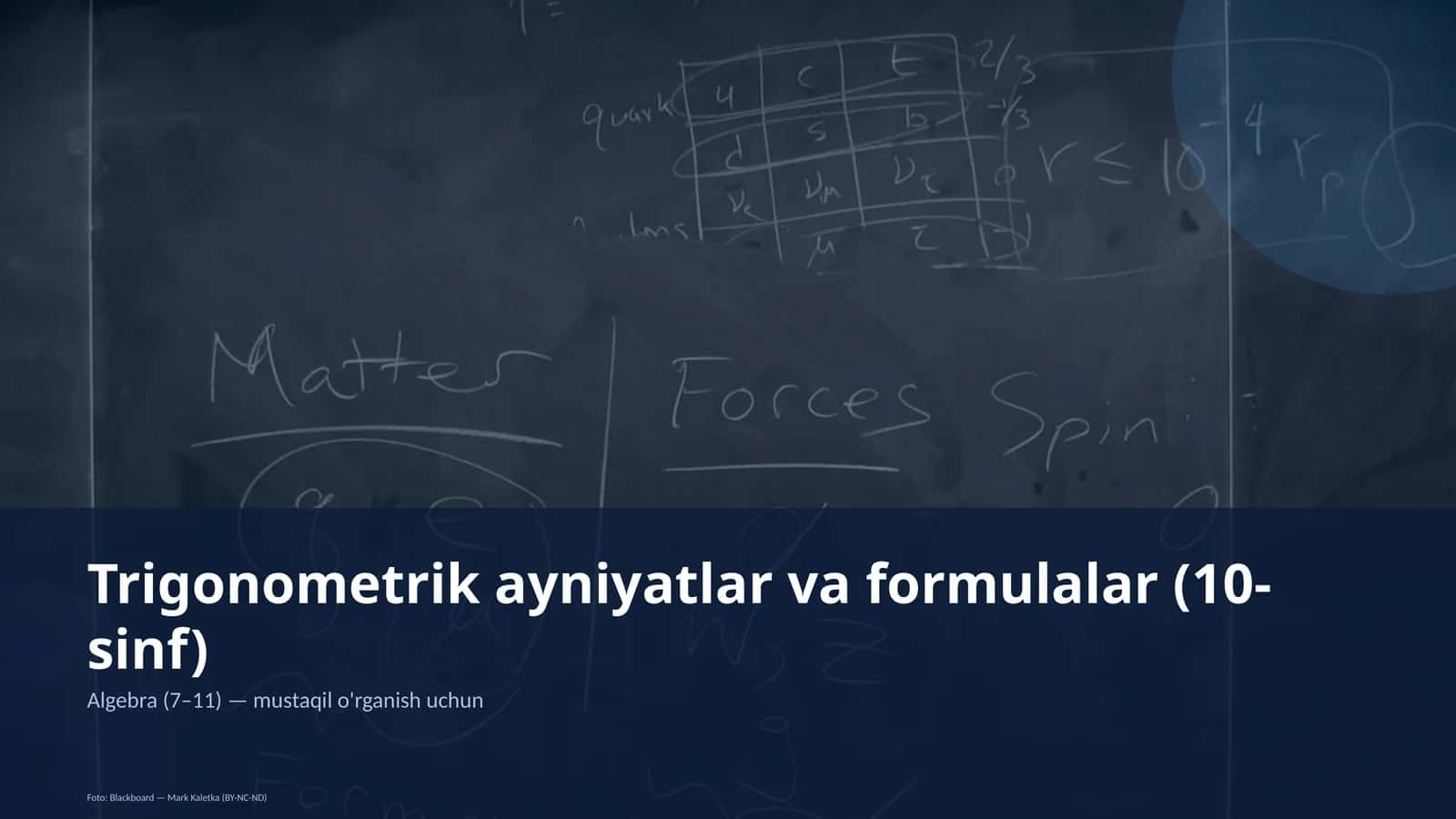 Trigonometrik ayniyatlar va formulalar (10-sinf) 1