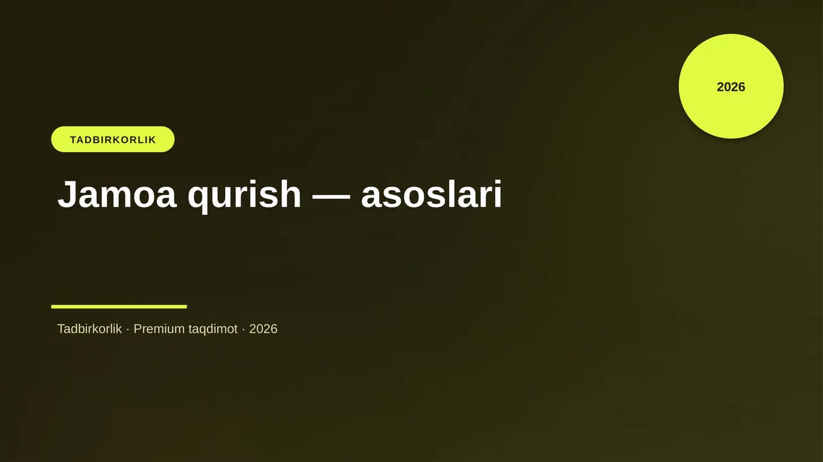 Jamoa qurish — asoslari 1