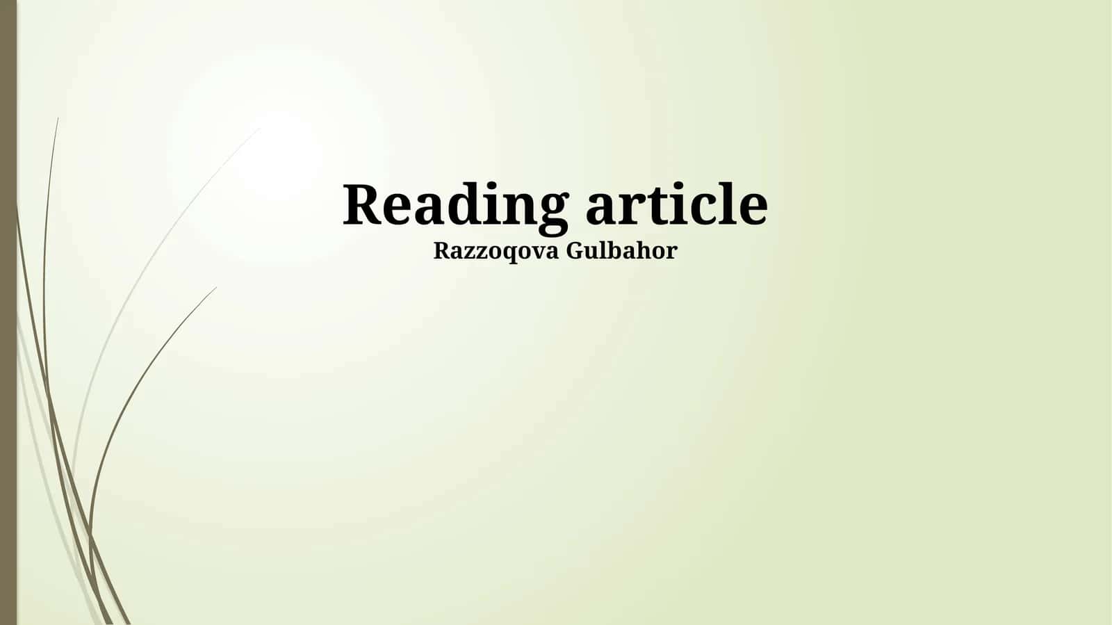 Reading article 1