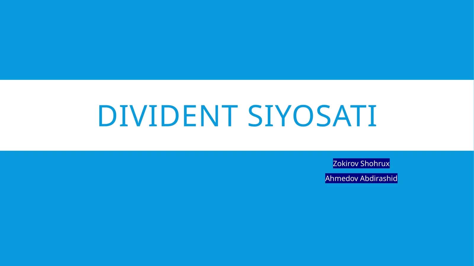 Dividend siyosati 1