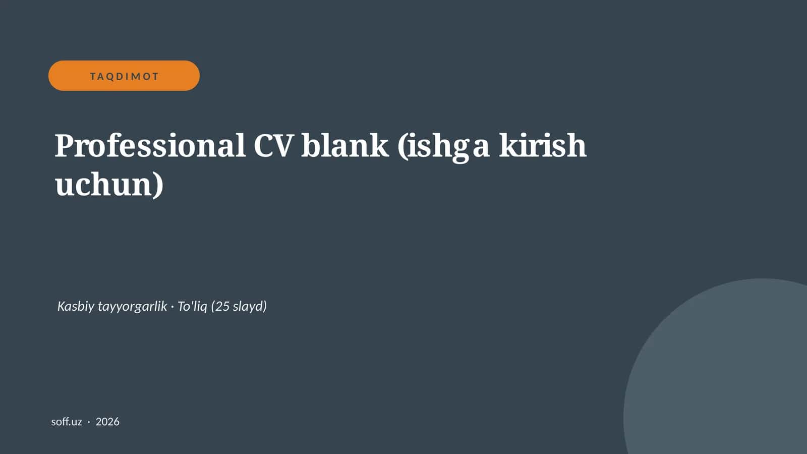 Professional CV blank (ishga kirish uchun) 1