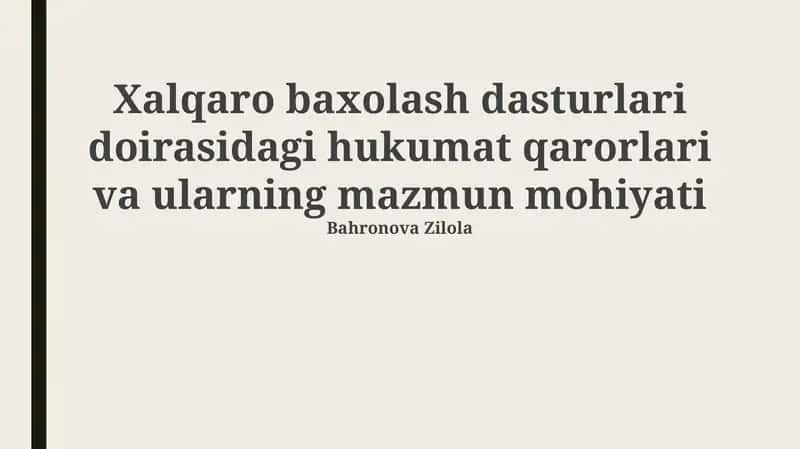 Xalqaro baholash dasturlari 1