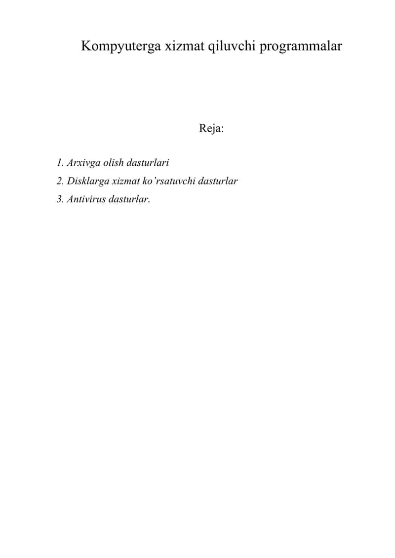 Kompyuterga xizmat qiluvchi programmalar 1