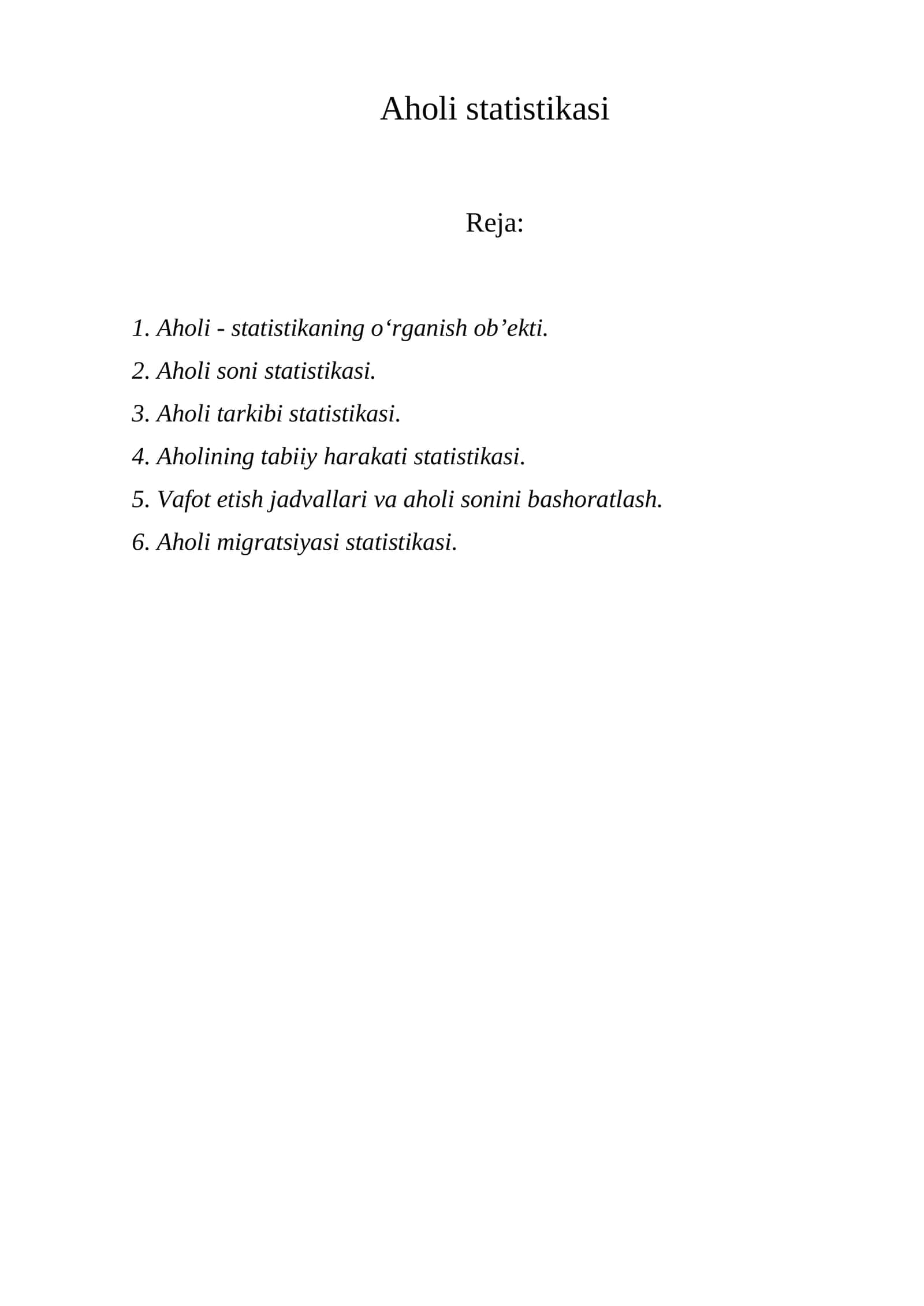 Aholi statistikasi 1