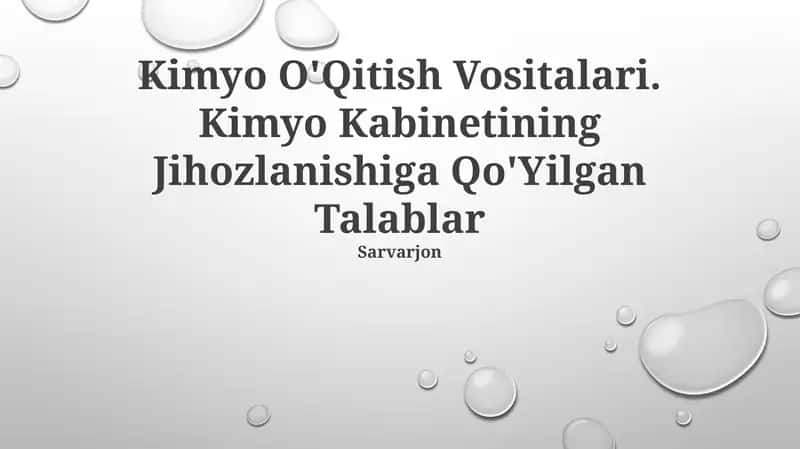 Kimyo O'Qitish Vositalari 1