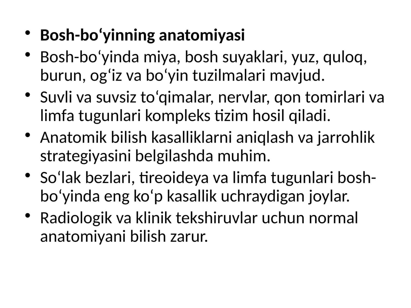 Bosh-bo‘yining anatomiyasi 1