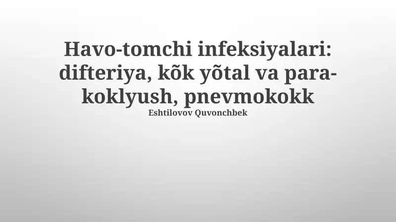 Havo-tomchi infeksiyalari 1