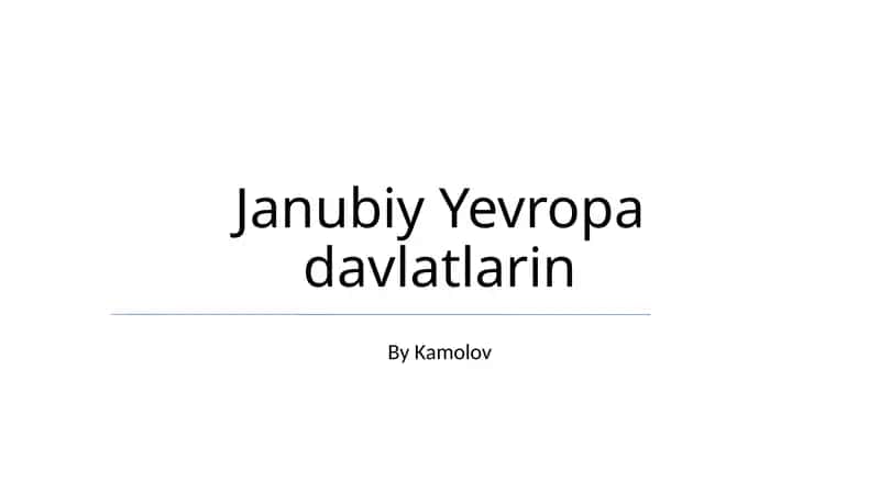 Janubiy Yevropa Mamlakatlari Madaniyati 1