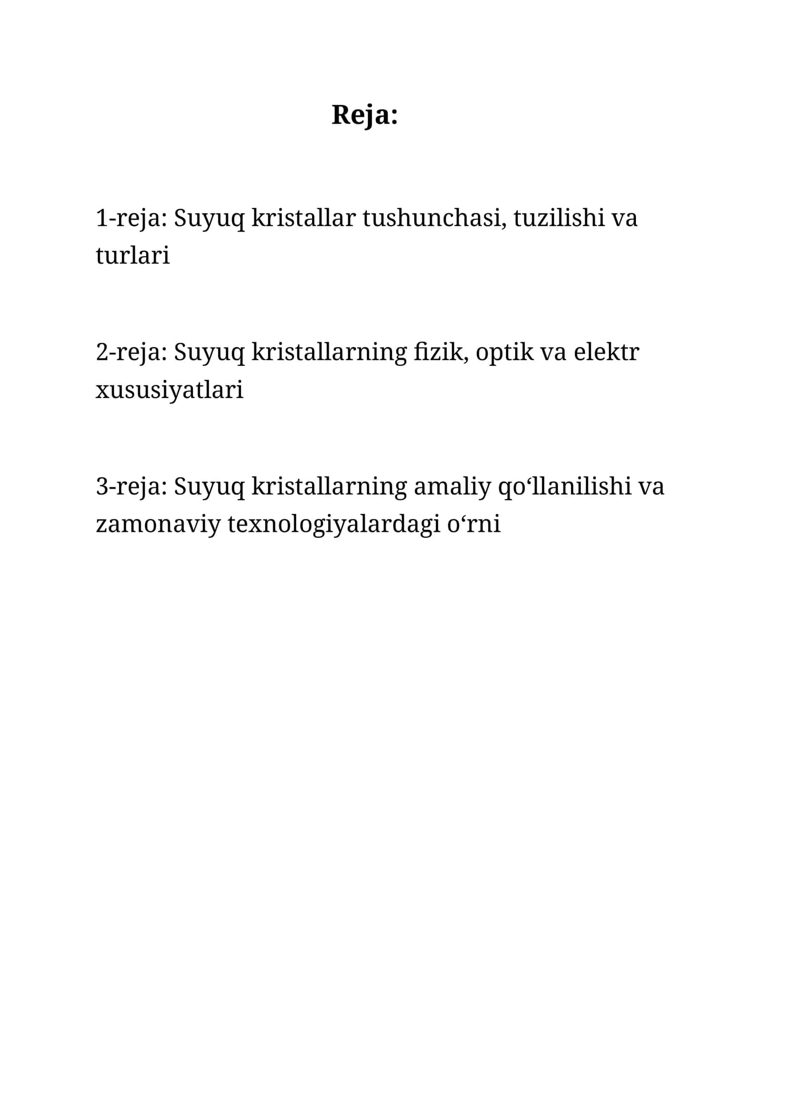Suyuq kristallar va ularning xususiyatlari 1