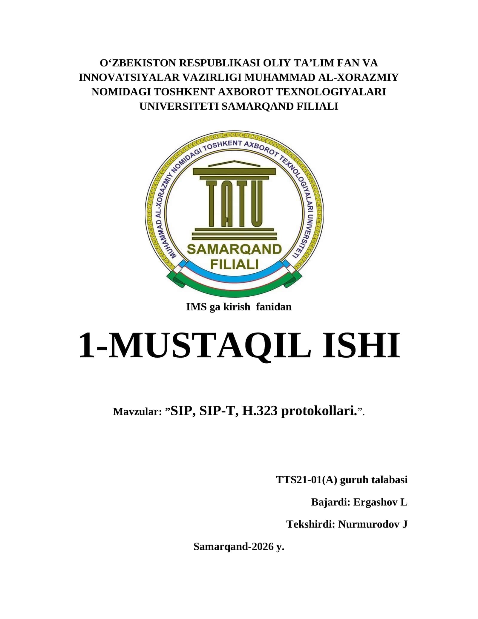SIP, SIP-T, H.323 protokollari 1