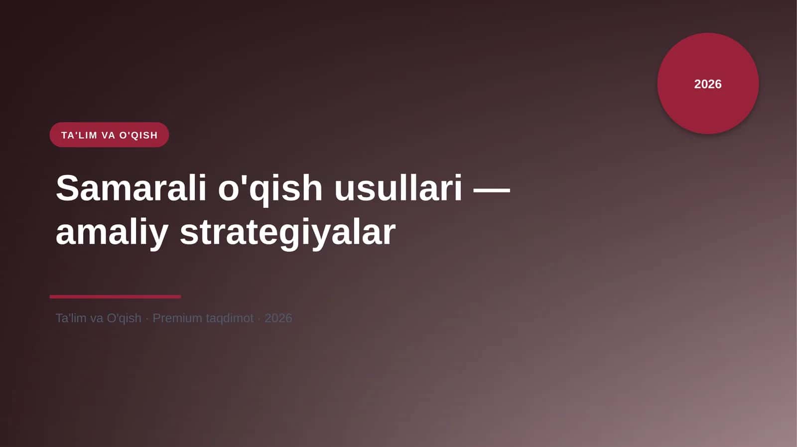 Samarali o'qish usullari — amaliy strategiyalar 1