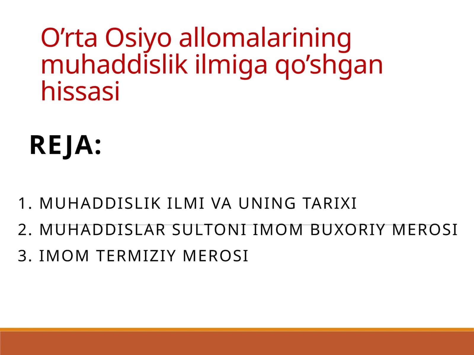 Muhaddislik Ilmi va uning tarixi 1