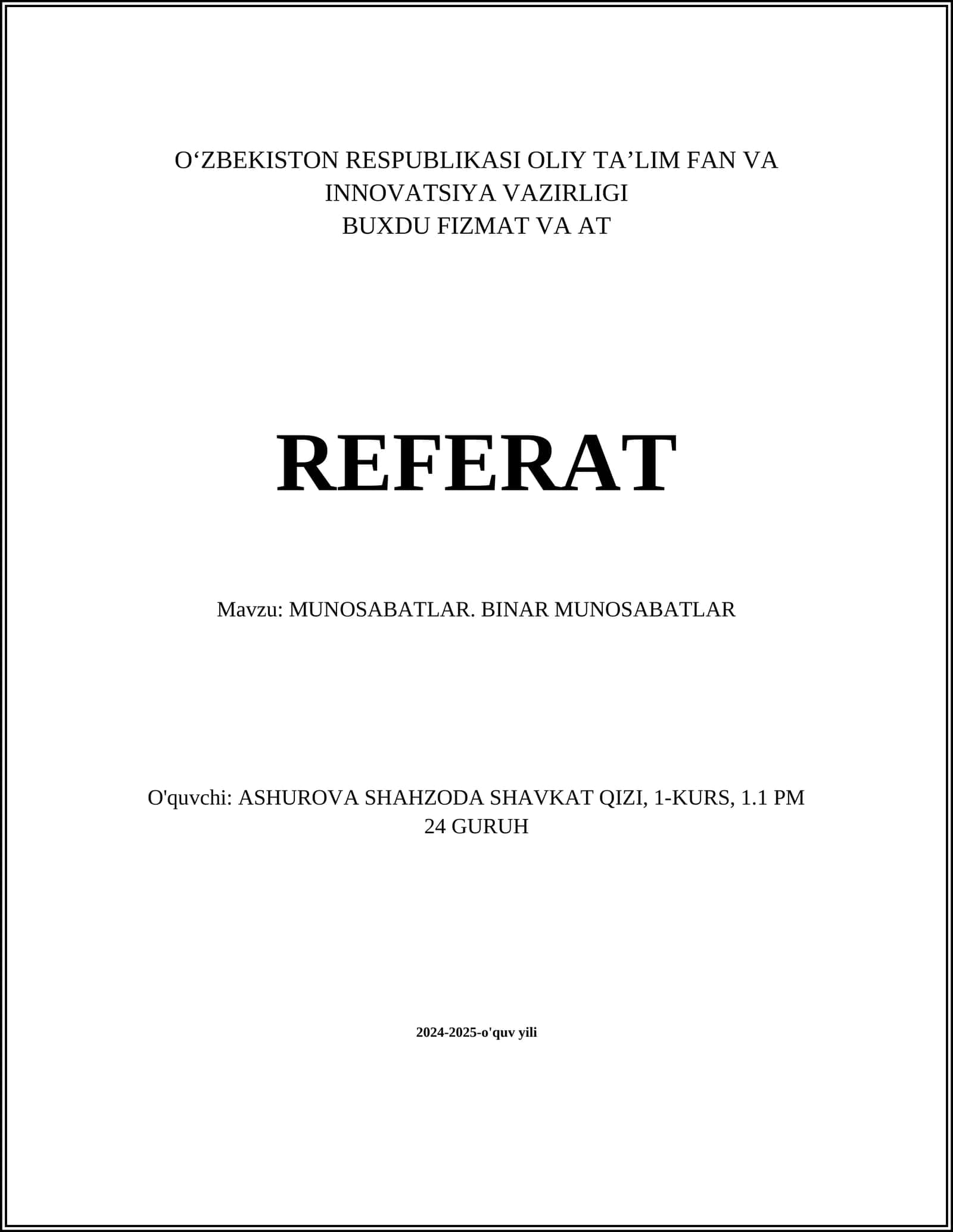Binar Munosabatlar 1