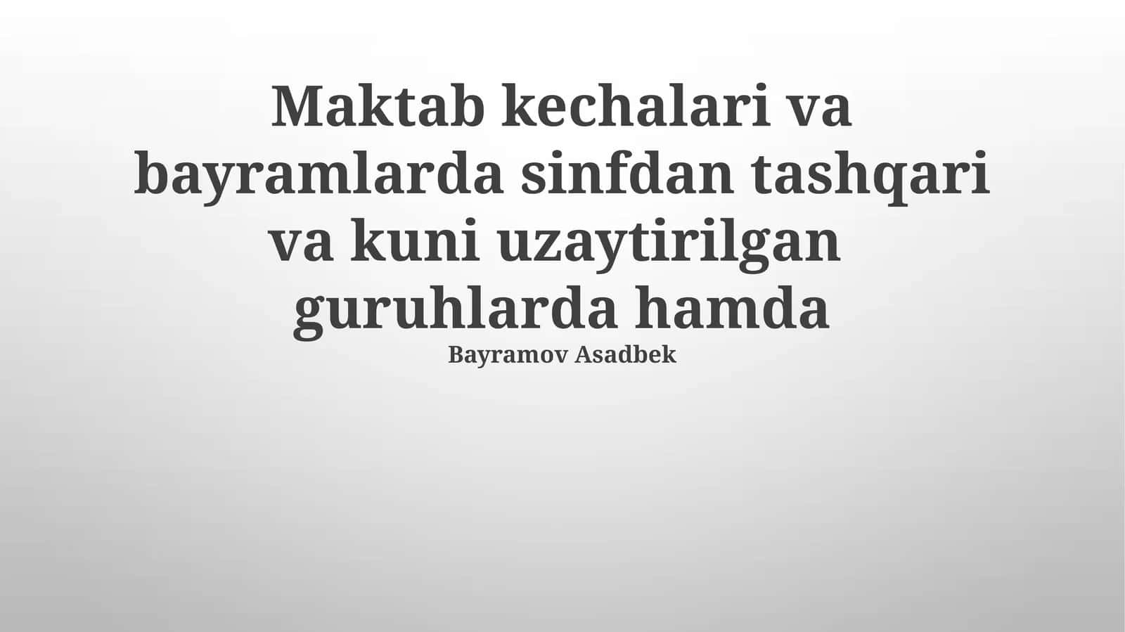 Xavfsizlik va sog'liqni saqlash 1