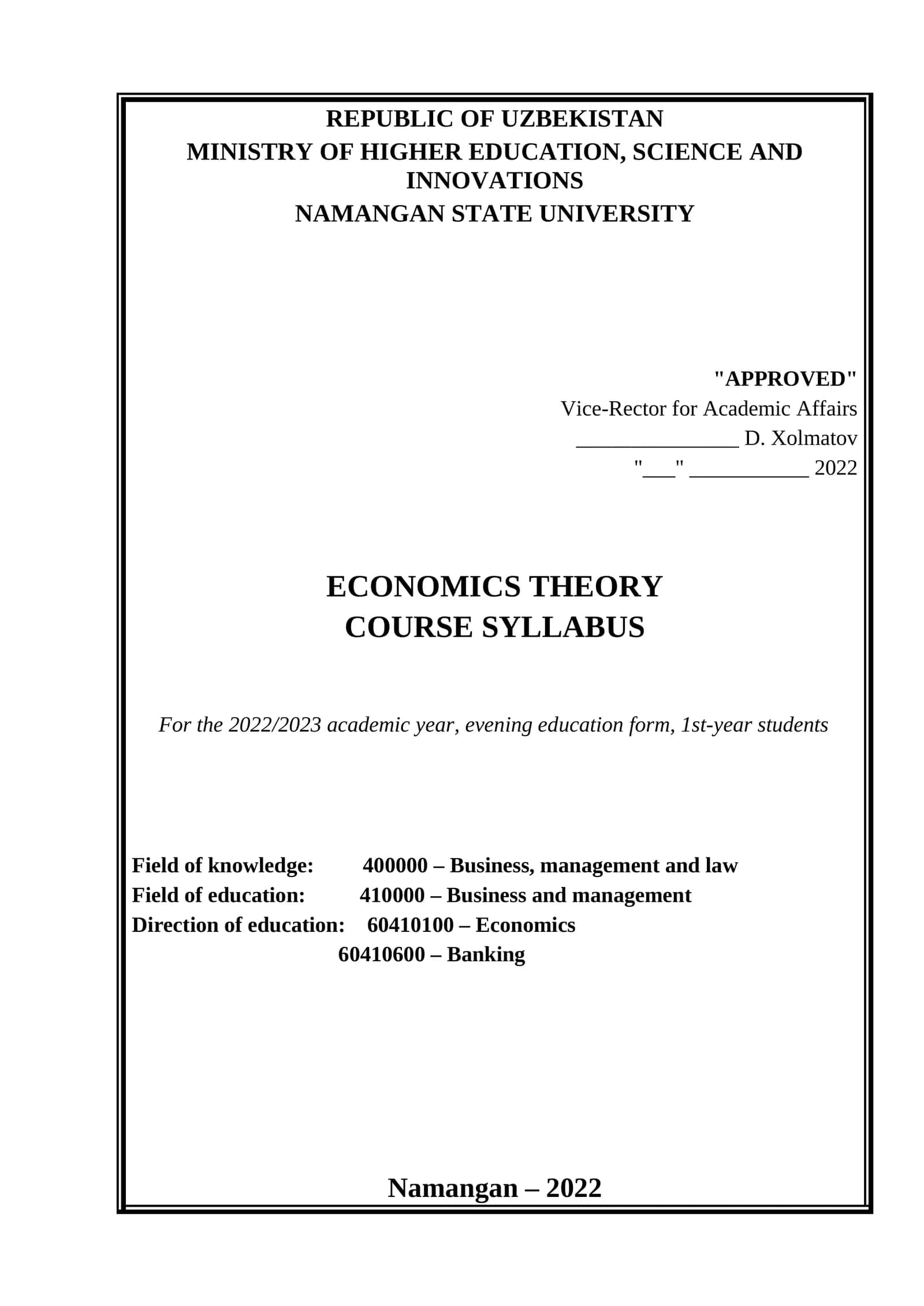 Economics Theory 1