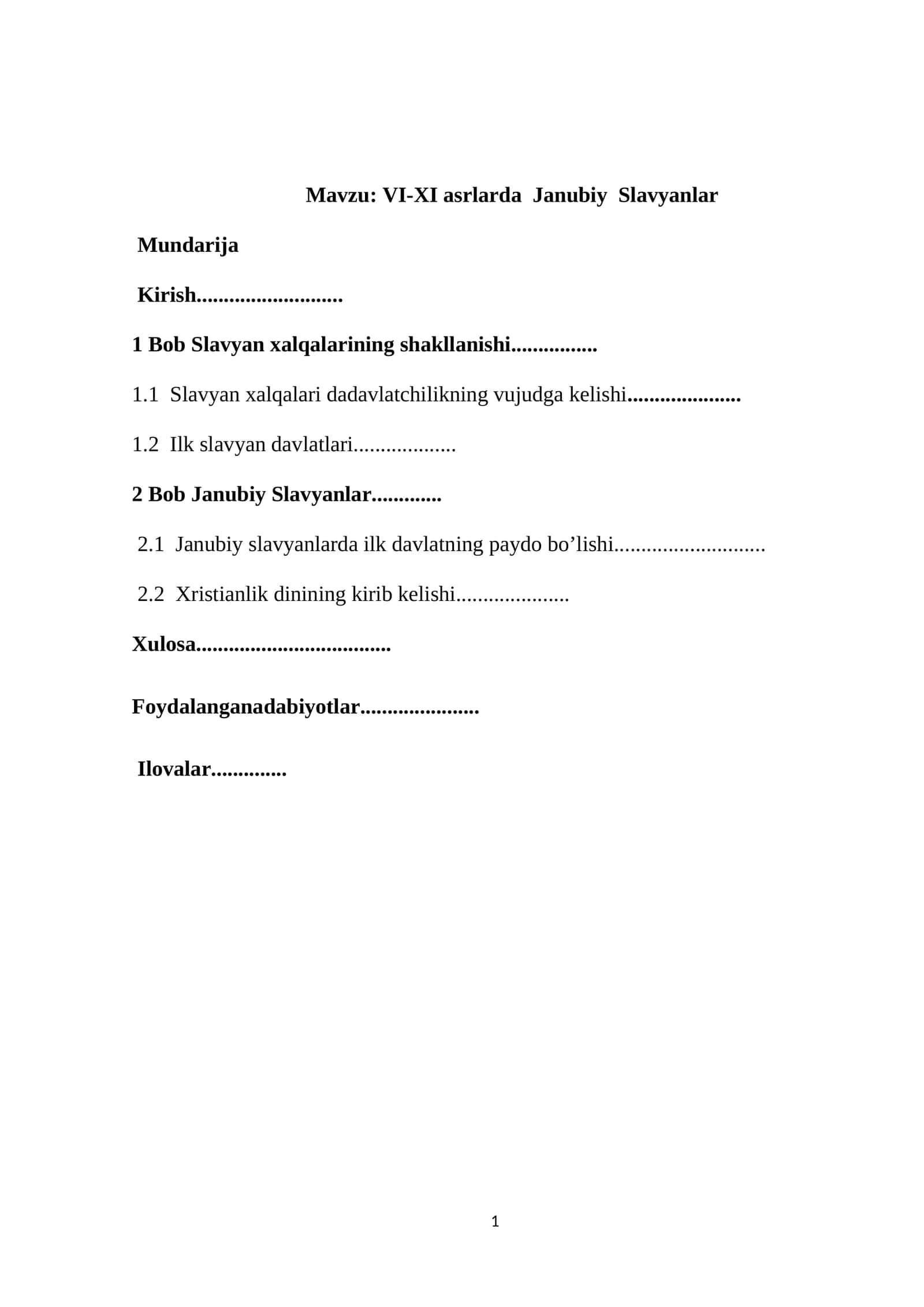 VI-XI asrlarda Janubiy Slavyanlar 1