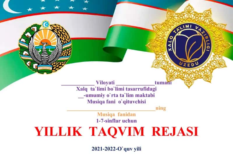 Yillik Taqvim Rejasi 1