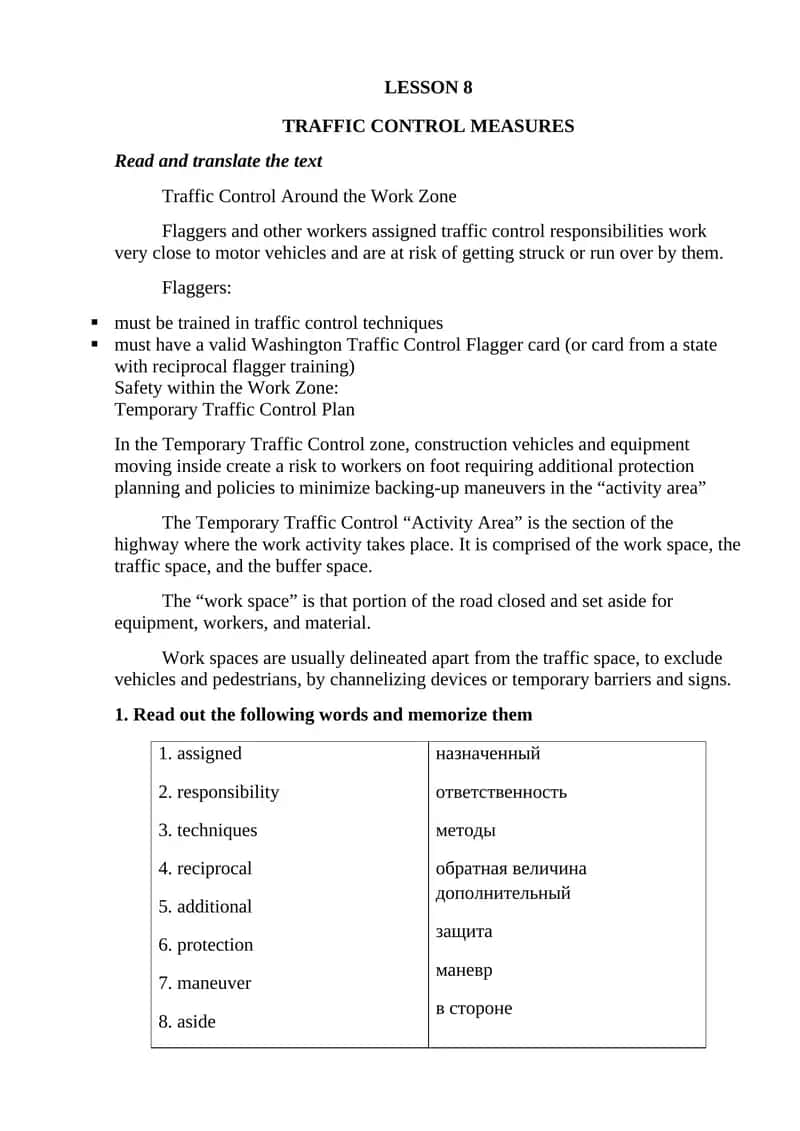 TRAFFIC CONTROL MEASURES 1