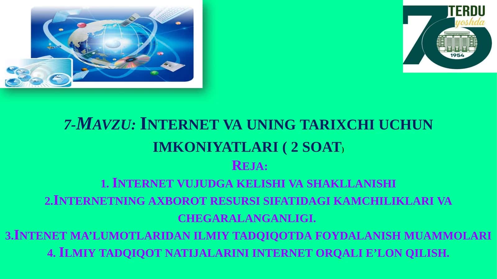 Internet va uning tarixchi uchun imkoniyatlari 1