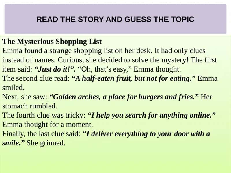 The Mysterious Shopping List 1