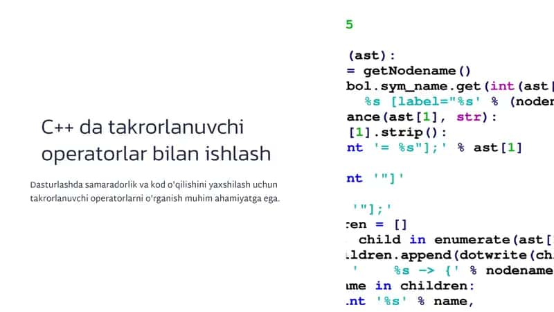 C++ da takrorlanuvchi operatorlar bilan ishlash 1