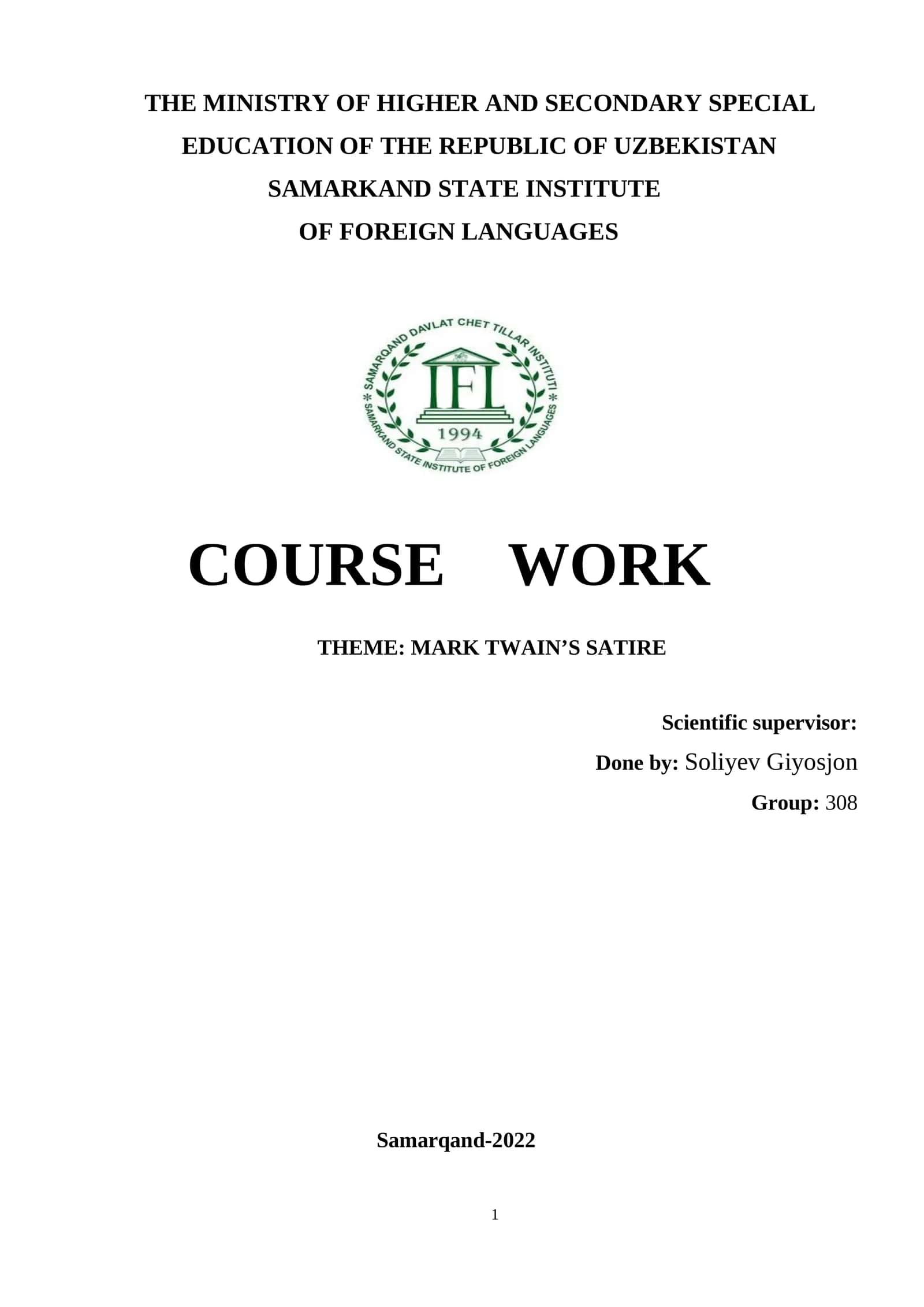 MARK TWAIN’S SATIRE 1