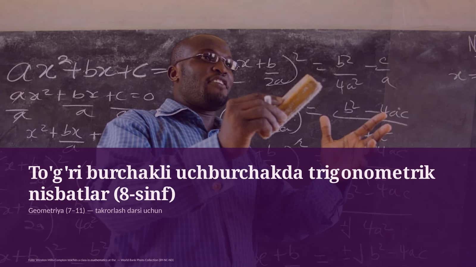 To'g'ri burchakli uchburchakda trigonometrik nisbatlar (8-sinf) 1