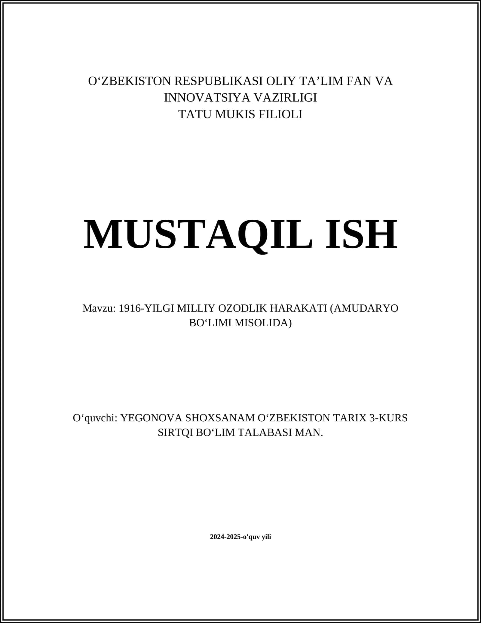 1916-YILGI MILLIY OZODLIK HARAKATI 1