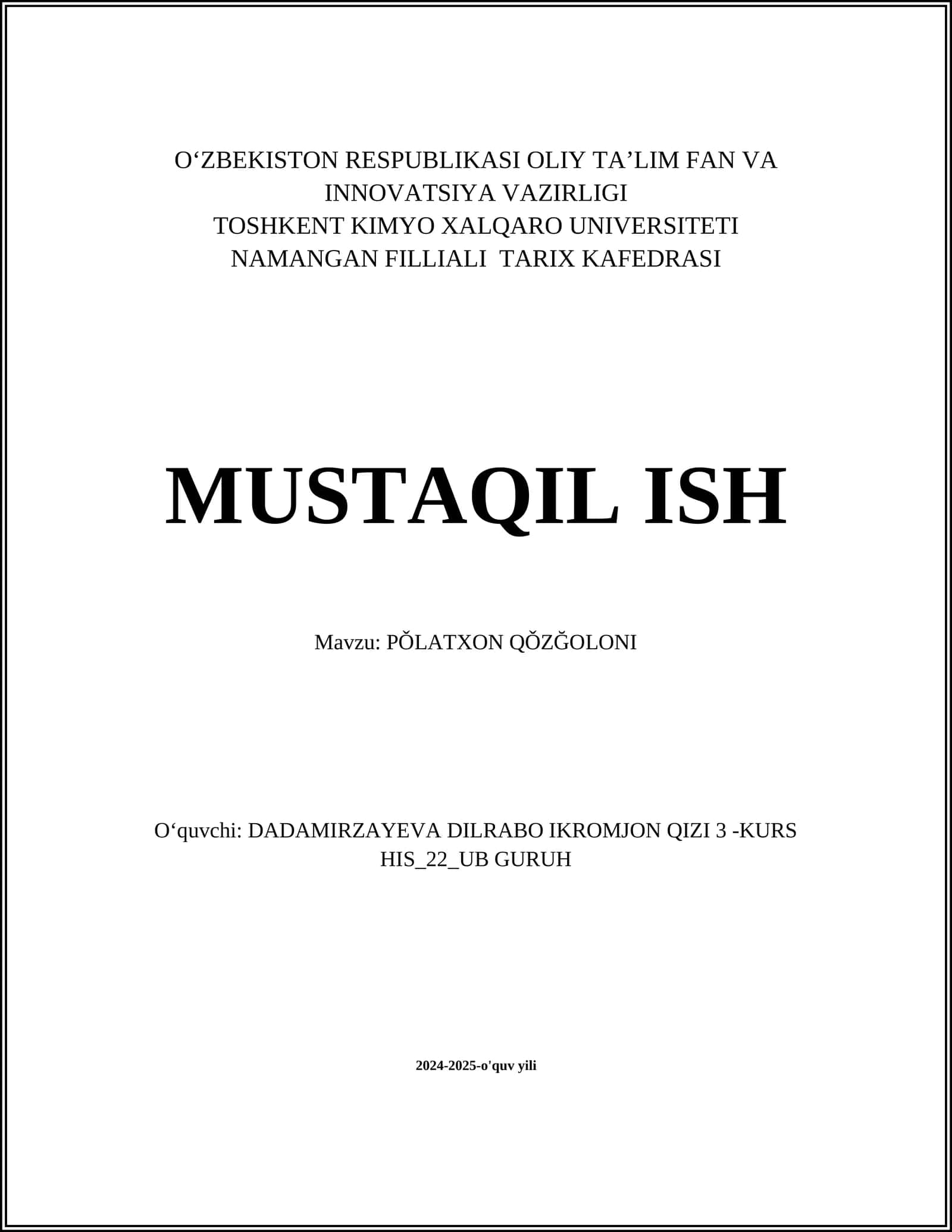 Polatxon Qo'zg'oloni Tarixi 1