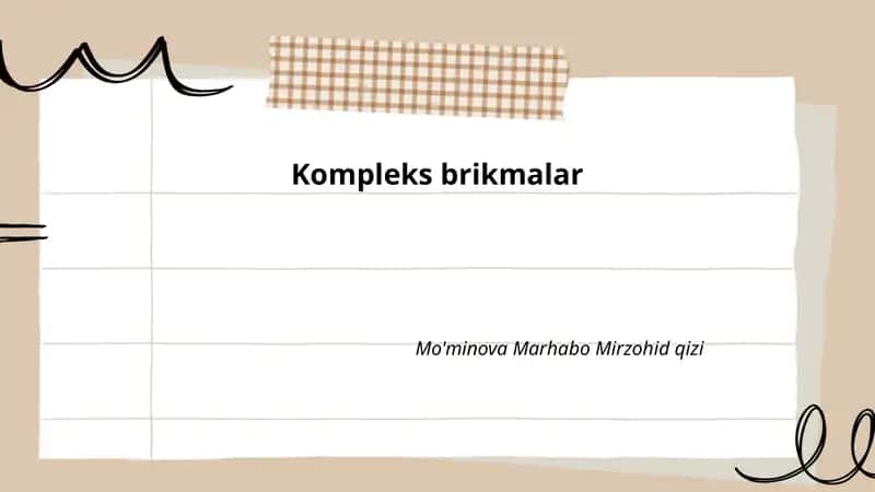 Kompleks brikmalar 1