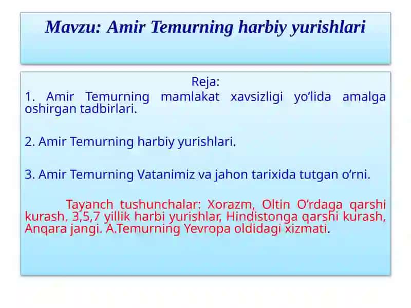 Amir Temurning harbiy yurishlari