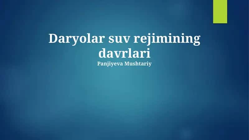 Daryolar suv rejimining davrlari 1
