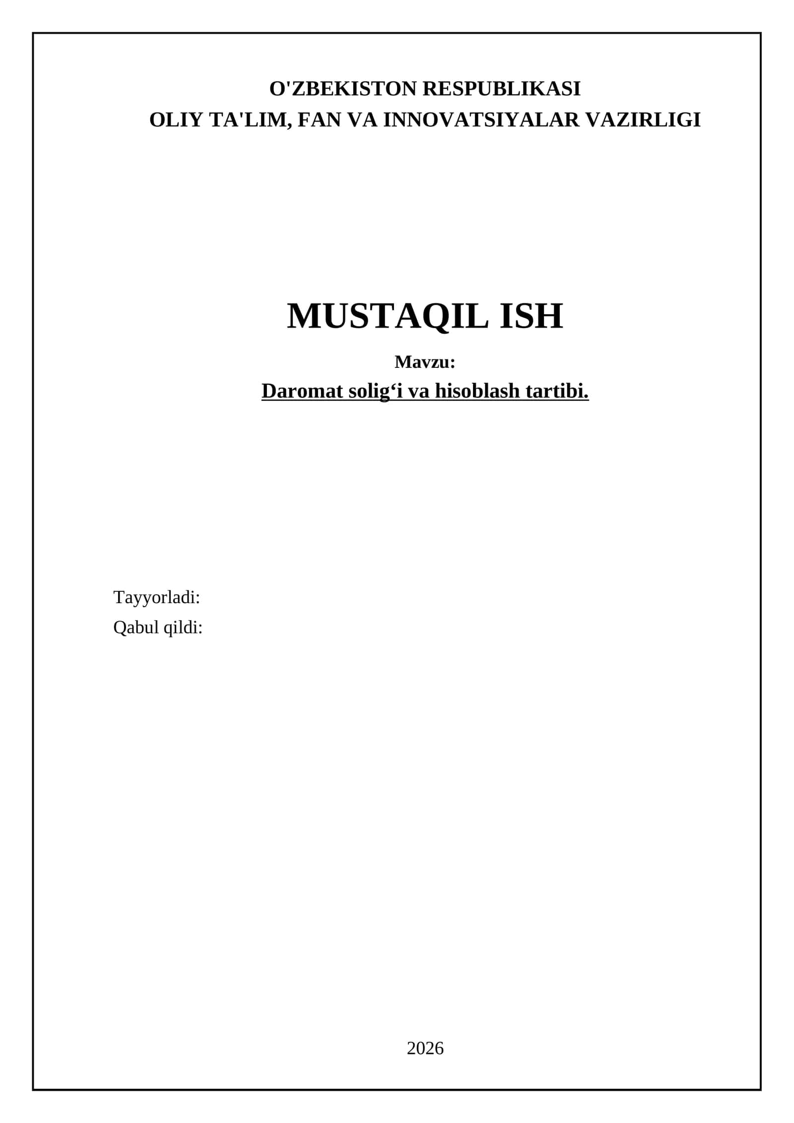 Daromat soligʻi va hisoblash tartibi 1
