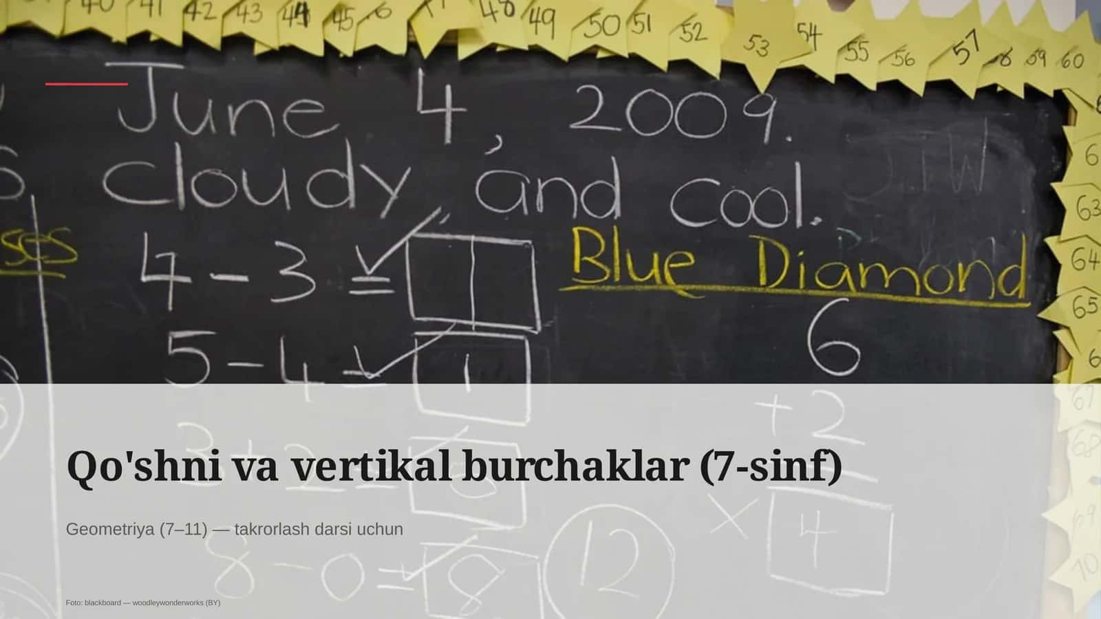 Qo'shni va vertikal burchaklar (7-sinf) 1