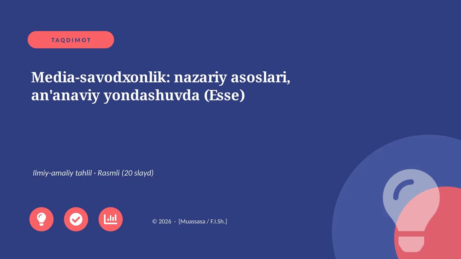 Media-savodxonlik: nazariy asoslari, an'anaviy yondashuvda (Esse) 1
