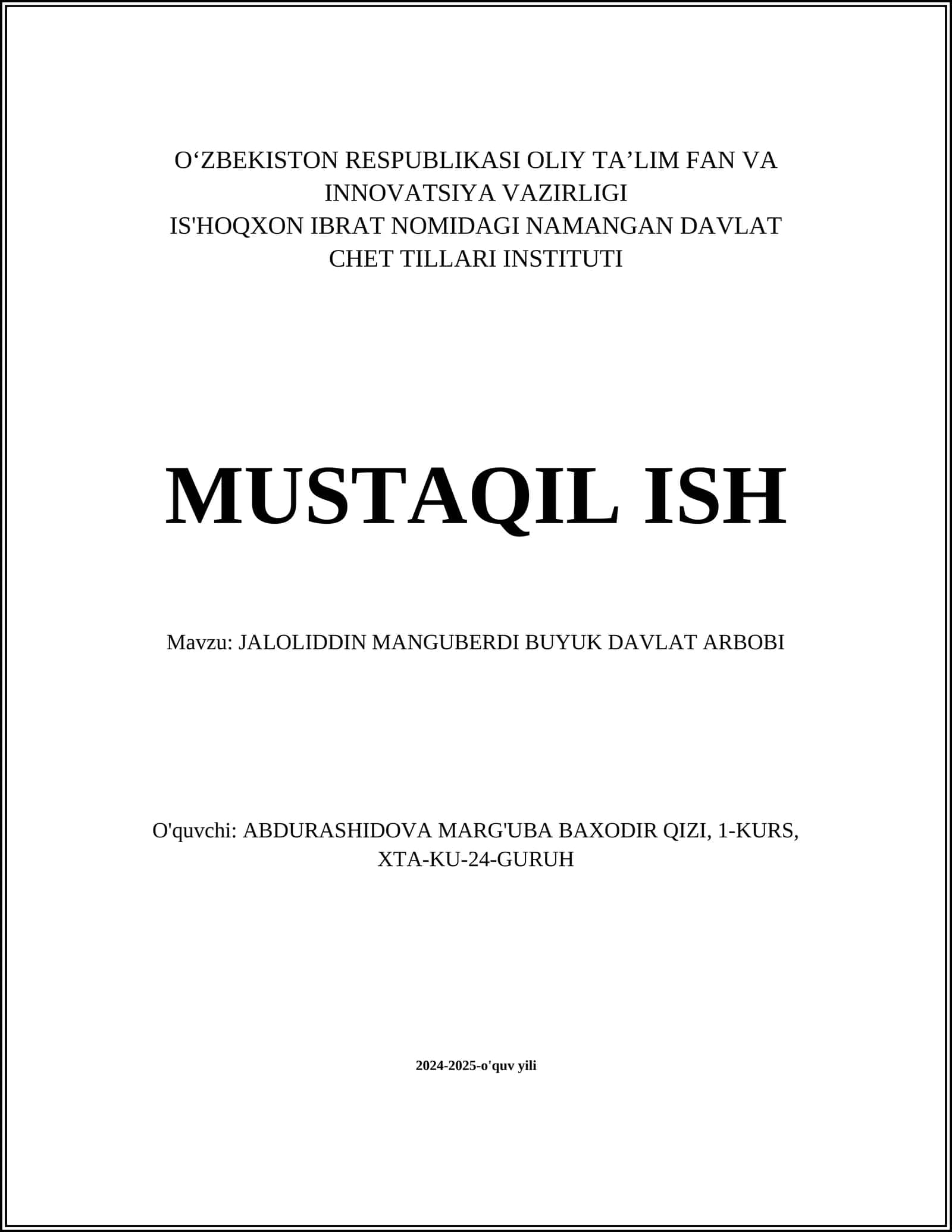 Jaloliddin Manguberdi Davlat Arbobi 1