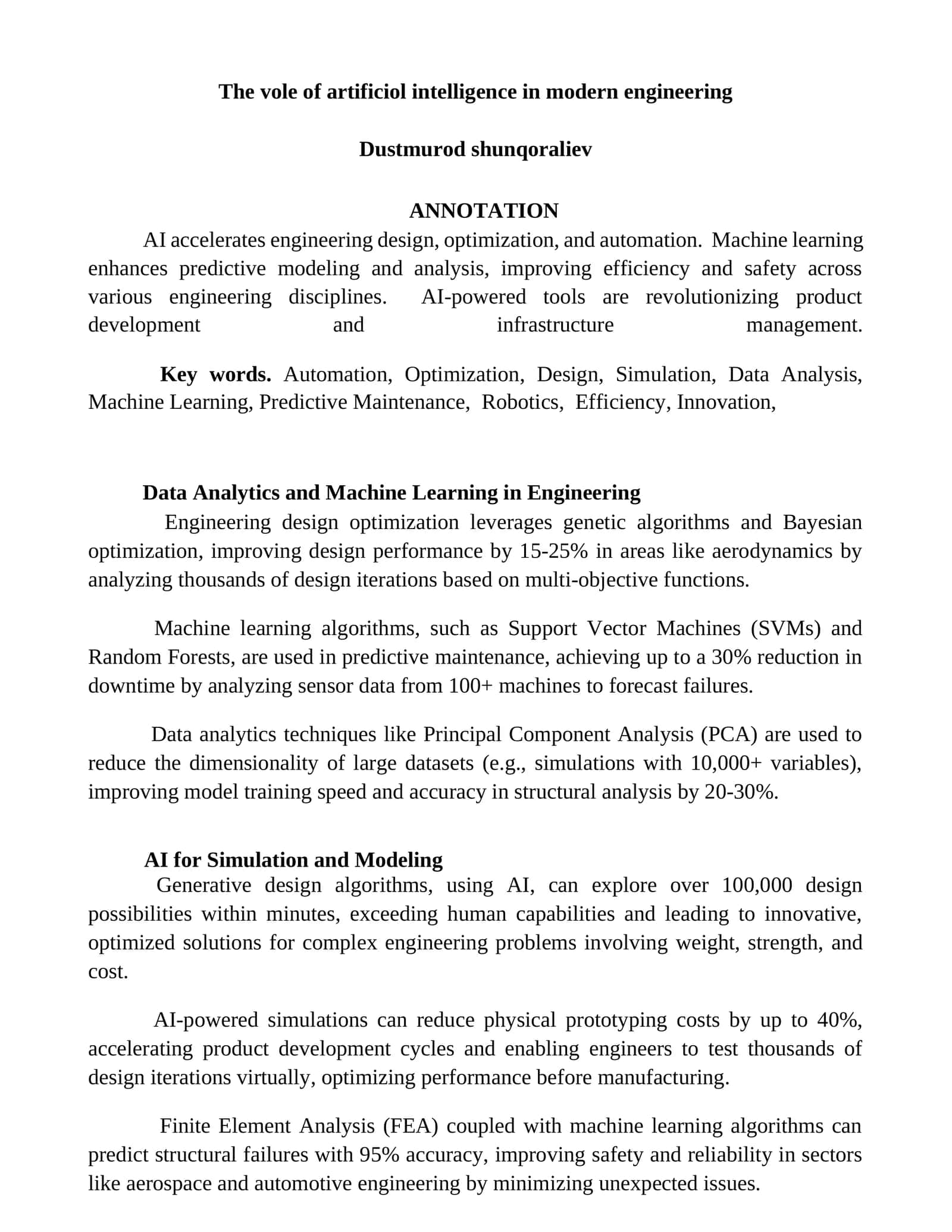 Data Analytics and Machine Learning in Engineering 1