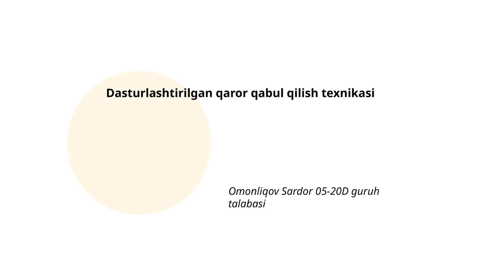 Sun'iy intellekt texnikalari 1