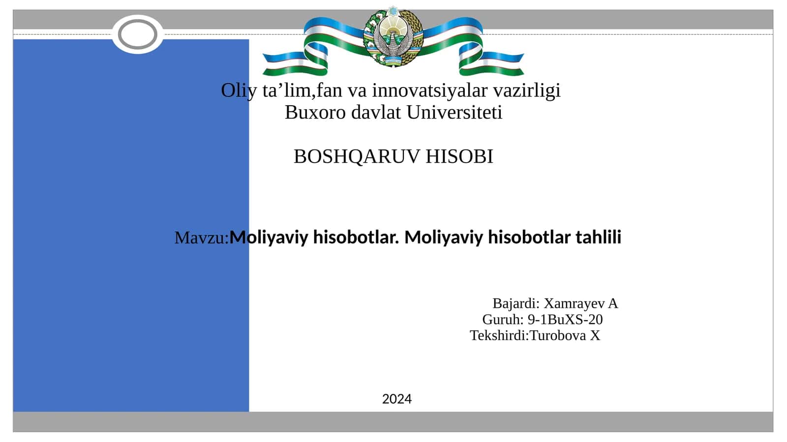 Moliyaviy hisobotlar tahlili 1
