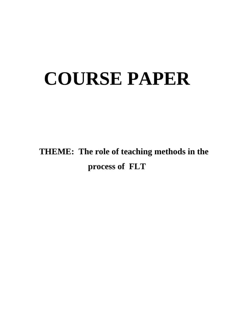 Teaching Methods in FLT 1