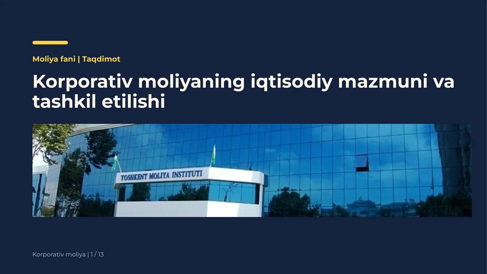 Korporativ moliya 1