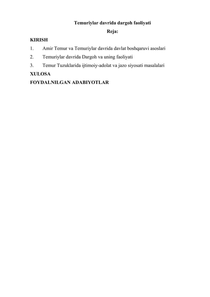 Temuriylar davrida dargoh faoliyati 1